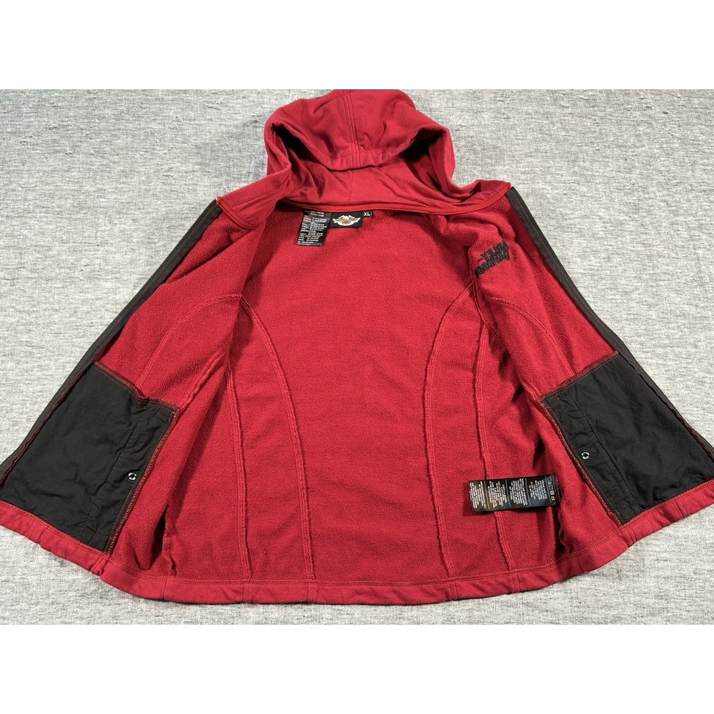 Harley Davidson Hoodie Womens Extra Large Red Zip-Up Sleeveless Snap Pockets - Picture 7 of 12